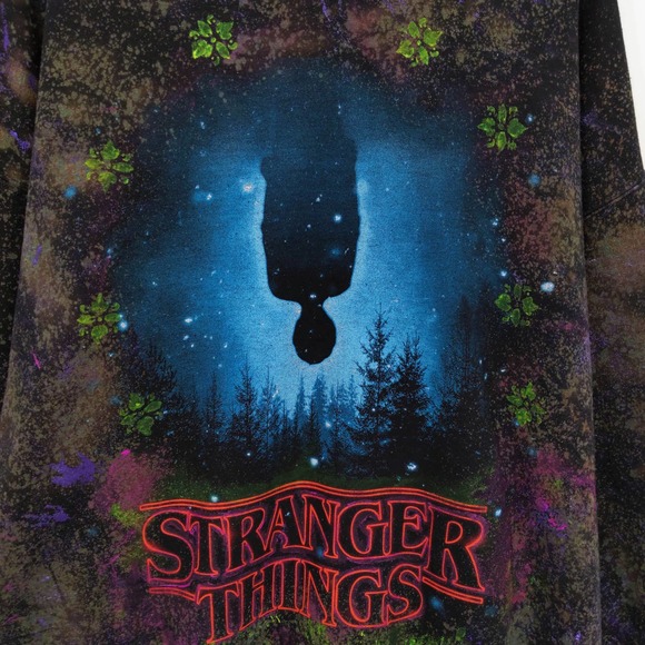 Stranger Things Upside Down Custom Painted Black Light Tie Dye Sweatshirt XXL - Picture 3 of 10